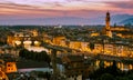 Night view over Arno river in Florence, Italy