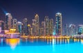 Night view over the burj khalifa lake, UAE Royalty Free Stock Photo