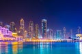 Night view over the burj khalifa lake, UAE Royalty Free Stock Photo