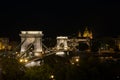 Night view over Chain Bridge St Stephen's Basilica Budapest Royalty Free Stock Photo