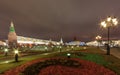 Night view over Manezhnaya Ploshchad in Moscow