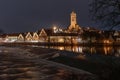 December evening in Nuertingen with the Neckar River