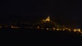 Night view over Veliko Tarnovo Tsarevets Fortress in Bulgaria