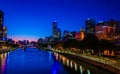 Night view over Yarra River and City Skyscrapers in Melbourne, Australia Royalty Free Stock Photo