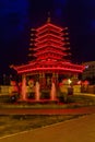 Night view of the Pagoda of Seven Days in Elista, Russi