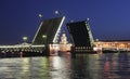 Night view of Palace Bridge. St Petersburg