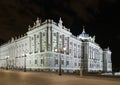 Night view of the Royal Palace in Madrid, Spain Royalty Free Stock Photo