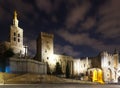 Night view of Palais des Papes, Avignon, France Royalty Free Stock Photo