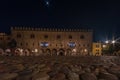 Night view of the Palazzo Ducale from the pavement of Piazza Sordello in Mantua Royalty Free Stock Photo