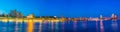 Night view of the panorama of Elbe riverside with the elbphilharmonie building in Hamburg Royalty Free Stock Photo