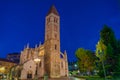 Night view of parish church Santa Maria de la Antigua in Vallado