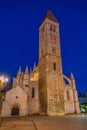 Night view of parish church Santa Maria de la Antigua in Vallado