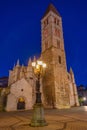 Night view of parish church Santa Maria de la Antigua in Vallado