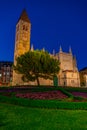 Night view of parish church Santa Maria de la Antigua in Vallado