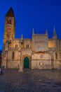 Night view of parish church Santa Maria de la Antigua in Vallado