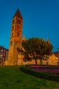 Night view of parish church Santa Maria de la Antigua in Vallado