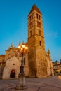 Night view of parish church Santa Maria de la Antigua in Vallado