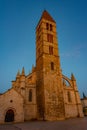 Night view of parish church Santa Maria de la Antigua in Vallado