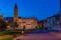 Night view of parish church Santa Maria de la Antigua in Vallado