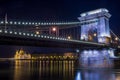 The night view of the Parlament building and the Danube under th Royalty Free Stock Photo