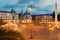Night view to Piazza del Popolo in Rome, Italy Royalty Free Stock Photo