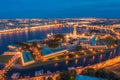 Night view of the Peter and Paul Fortress Hare Island and the city of St. Petersburg
