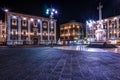 Night view of the Piazza del Duomo in Catania, Sicily, Italy. Royalty Free Stock Photo