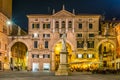 night view of the piazza die signori dominated by torre die lamberti in the italian city verona....IMAGE