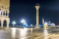 Night view of Piazza San Marco in Venice. inscription in Italian: gondola service Royalty Free Stock Photo