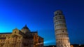 Night view at Pisa Cathedral Duomo di Pisa with Leaning Tower  Torre di Pisa Tuscany, Royalty Free Stock Photo