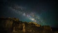 Night view of the Piyang Dongga Ruins with a starry sky Royalty Free Stock Photo