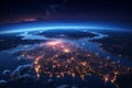 Night view of planet Earth from space. Elements of this image furnished by NASA Royalty Free Stock Photo