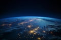 Night view of planet Earth from space. Elements of this image furnished by NASA Royalty Free Stock Photo