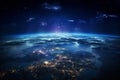 Night view of planet Earth from space. Elements of this image furnished by NASA Royalty Free Stock Photo