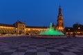 Night view of the Plaza de Espana in Seville, Andalusia,Spain Royalty Free Stock Photo