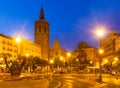 Night view of Plaza de la Reina. Valencia, Spain Royalty Free Stock Photo