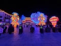 The night view of Plice & security are maintaining order in 13th Huizhou West Lake Lantern Festival in Huicheng Dist., Huizhou