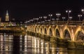 Night view of Pont de pierre in Bordeaux - Aquitaine, France