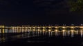 Night view of Pont de pierre in Bordeaux Royalty Free Stock Photo