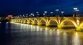 Night view of Pont de pierre, Bordeaux Royalty Free Stock Photo