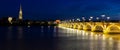 Night view of Pont de pierre, Bordeaux Royalty Free Stock Photo