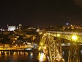 Night view of the Ponte Dom LuÃÂ­s Bridge, Porto, Portugal Royalty Free Stock Photo