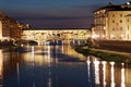 Night view of Ponte Vecchio in Florence, Italy Royalty Free Stock Photo