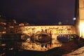 Night view of Ponte Vecchio over Arno River in Florence, Italy Royalty Free Stock Photo