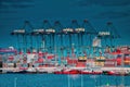 Night view of the port of Algeciras, full of containers and huge cranes