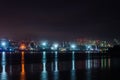 Night view of the port and the city Royalty Free Stock Photo