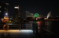 Night view of a port city Royalty Free Stock Photo