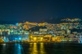 night view of the port of genoa in italy...IMAGE Royalty Free Stock Photo