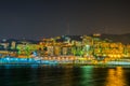 night view of the port of genoa in italy...IMAGE Royalty Free Stock Photo
