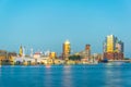 Night view of the port of hamburg with the elbphilharmonie building, Germany Royalty Free Stock Photo